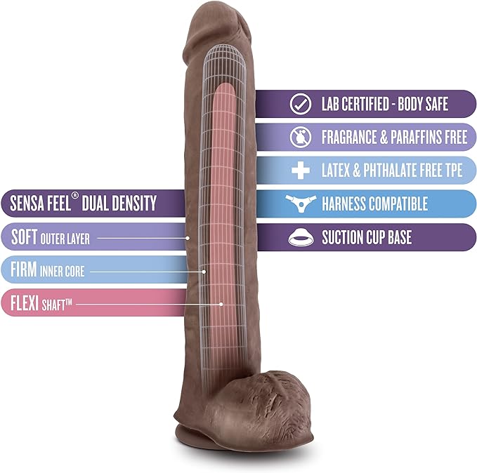 Au Naturel - Daddy - 14in Sensa Feel Dual Density Dildo - Chocolate