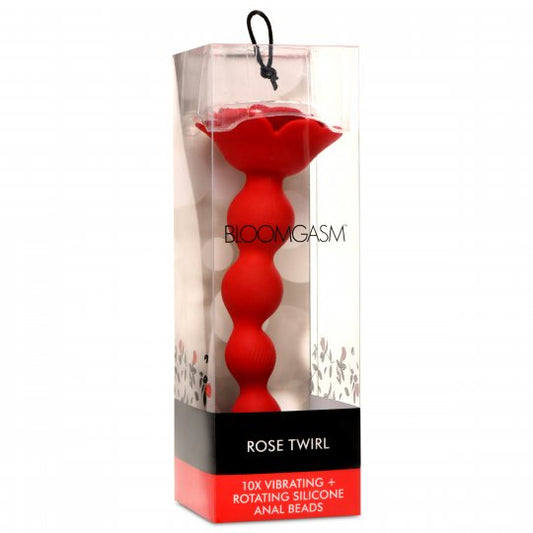 10X Rose Twirl Vibrating and Rotating Silicone Anal Beads