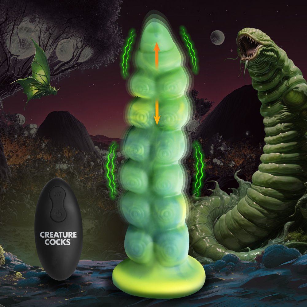 Squirmer Thrusting and Vibrating Silicone Dildo