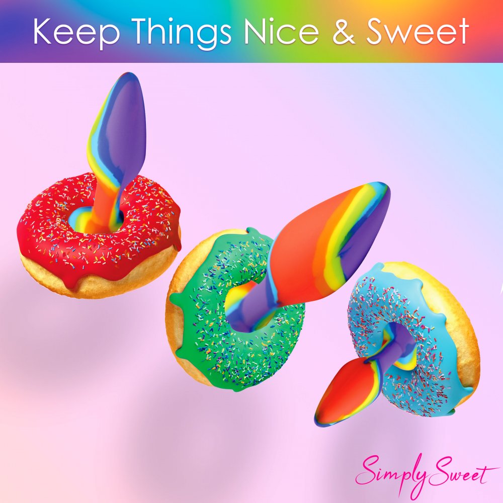 3 Piece Rainbow Silicone Butt Plug Set