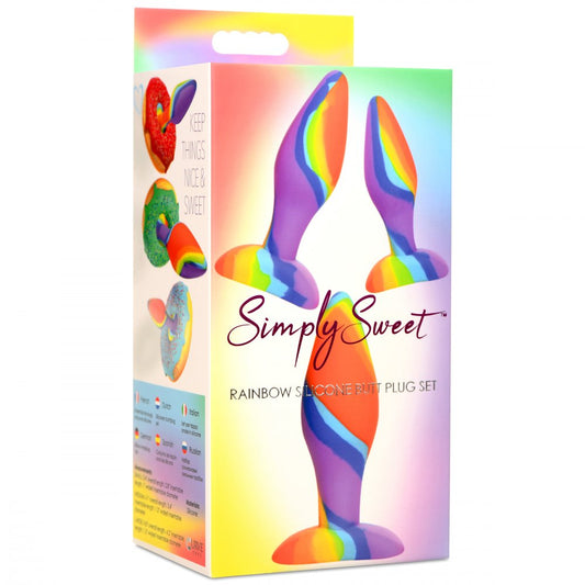 3 Piece Rainbow Silicone Butt Plug Set