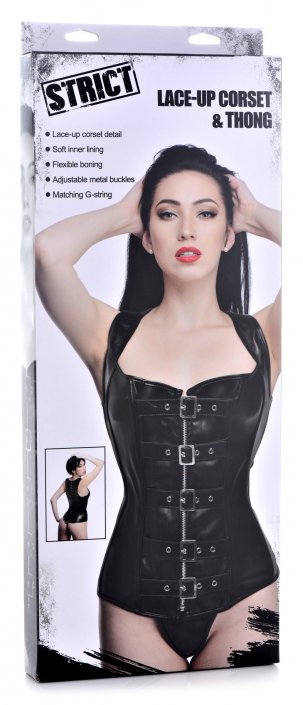 Lace-up Corset and Thong - Medium