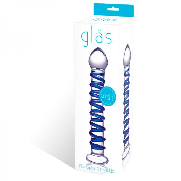 Glass Blue Spiral Glass Dildo